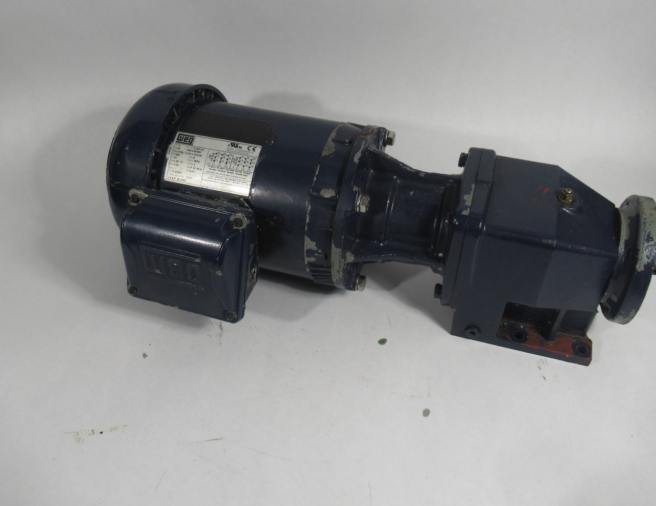 WEG 1/2HP 1760RPM 208-230/460V 56C TEFC 3Ph C/W Gear Reducer 6.89:1 Ratio USED