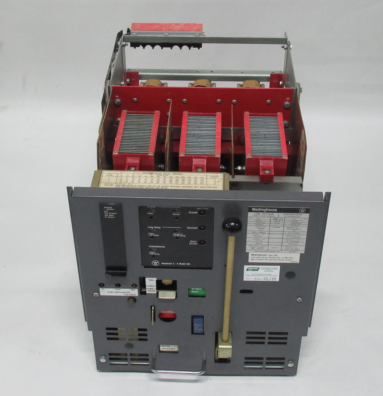 Westinghouse DSL-206 Air Circuit Breaker 800A 60Hz 600V 3-Pole USED