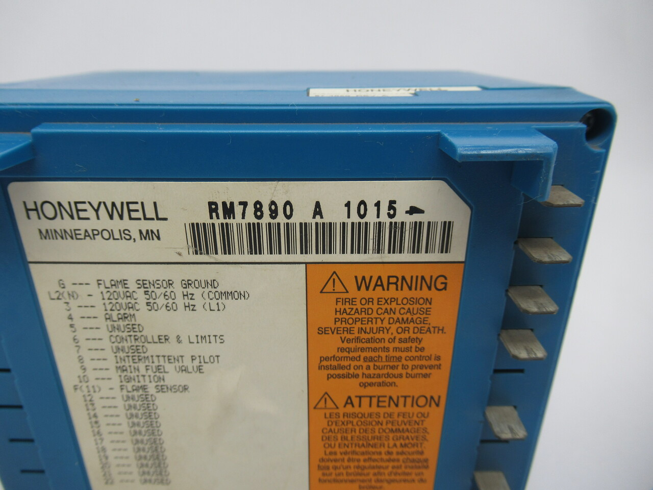 Honeywell RM7890A1015 Burner Control Microprocessor C/W Flame Amplifier USED