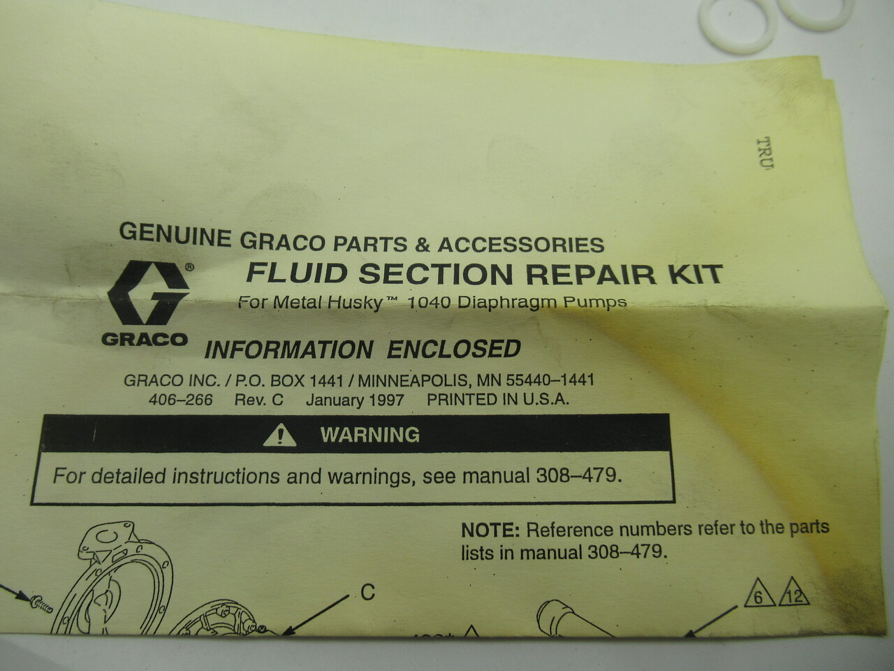 Graco D07211 Service Kit 1040 Fluid Section Repair Kit NOP