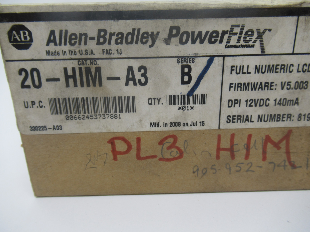 Allen-Bradley 20-HIM-A3 Full Numeric LCD Keypad Series B Firmware V5.003 NEW