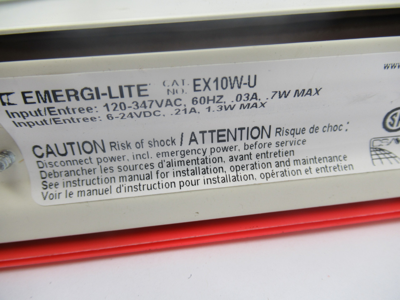 Emergi-Lite EX10W-U Steel Exit Sign 120-347VAC 60HZ .03A .7W Max 6-24VDC NEW