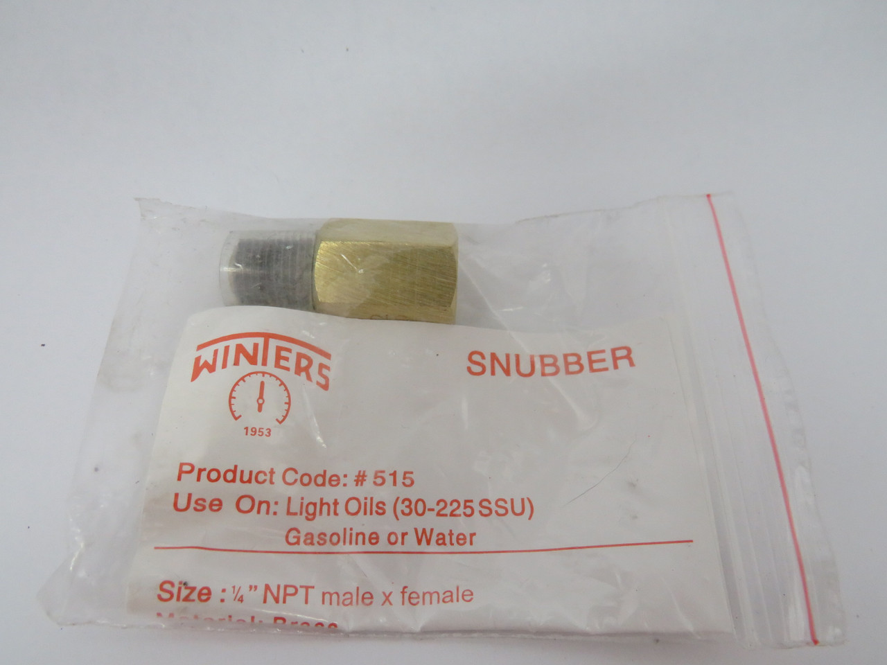 Winters #515 Brass Snubber for Light Oils 30-225SSU 1/4" NPT 10000 psi NWB