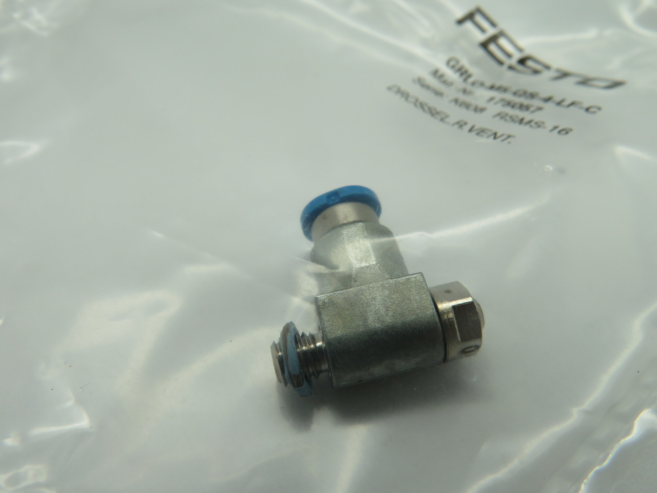 Festo 175057 GRLO-M5-QS-4-LF-C Throttle Valve M5 x 4mm Tubing OD 0-10bar NWB