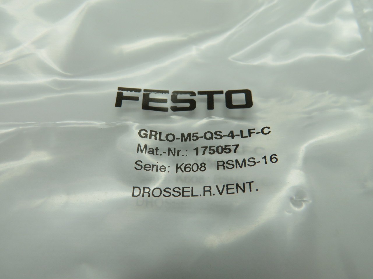 Festo 175057 GRLO-M5-QS-4-LF-C Throttle Valve M5 x 4mm Tubing OD 0-10bar NWB