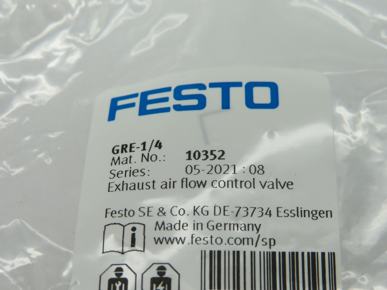 Festo 10352 GRE-1/4 Exhaust Air Flow Control Valve G1/4" 0-10bar NWB