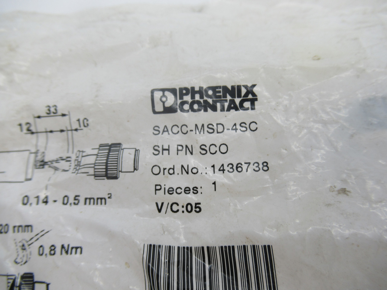 Phoenix Contact SACC-MSD-4SC SH PN SCO Connector 4mm..8mm 4 Position 1436738 NWB