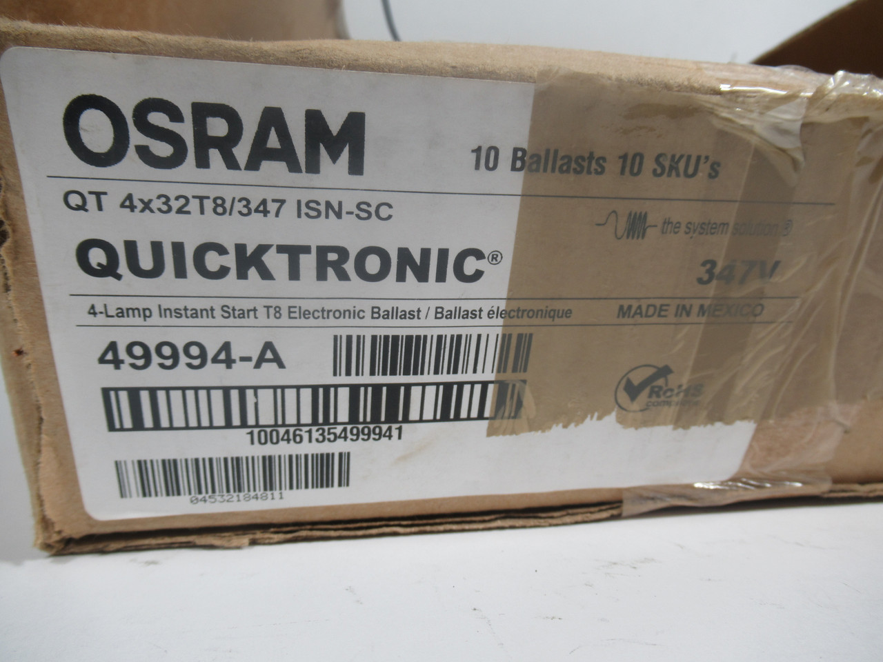 Osram QT4X32T8/347 ISN-SC Instant Start Ballast 347V 50/60HZ *Lot of 10* NEW