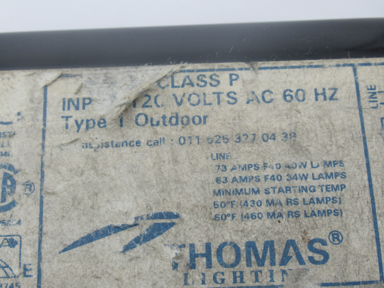 Thomas ETB-240-120 2-Lamp Ballast 120V 60Hz 40W USED