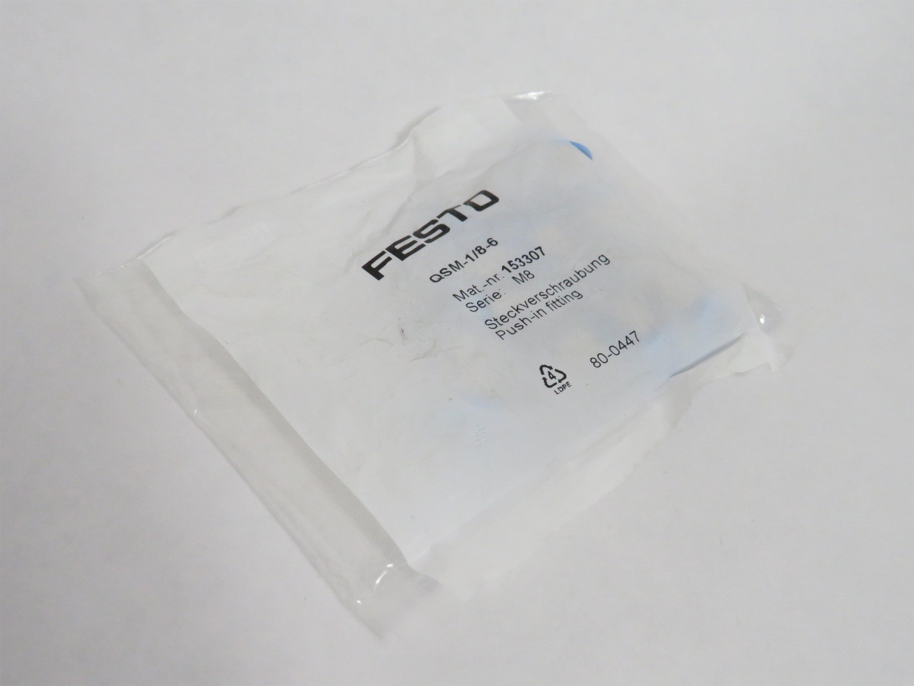 Festo 153307 QSM-1/8-6 Mini Push-In Fitting R1/8" x 6mm Tubing OD 10-Pack NWB
