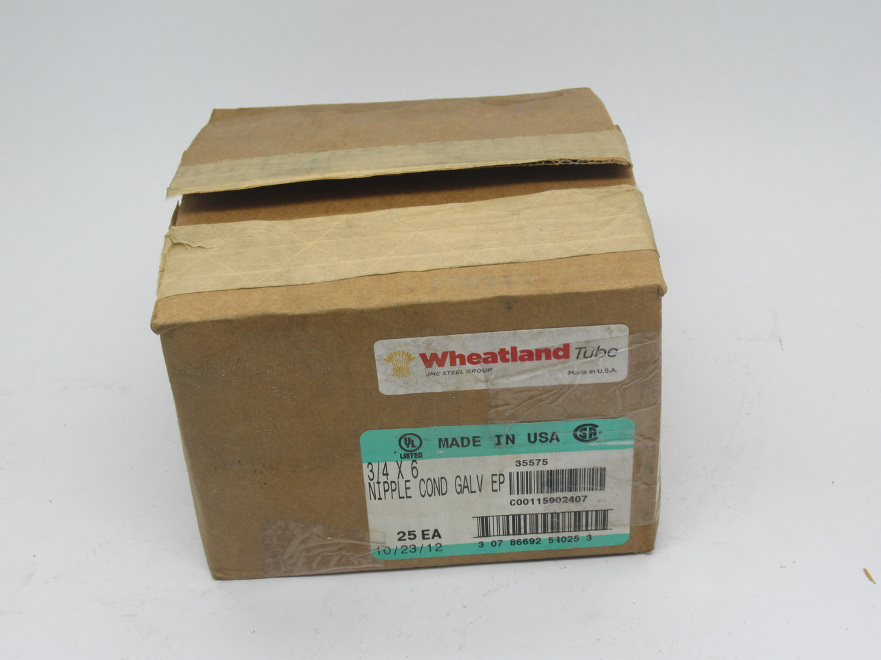 Wheatland 35575 Rigid Conduit Nipple 6" Length 3/4" Thread Lot of 25 NEW