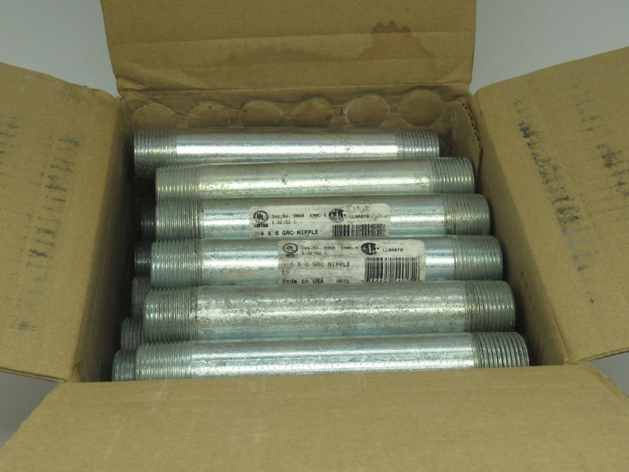 Wheatland 35575 Rigid Conduit Nipple 6" Length 3/4" Thread Lot of 25 NEW