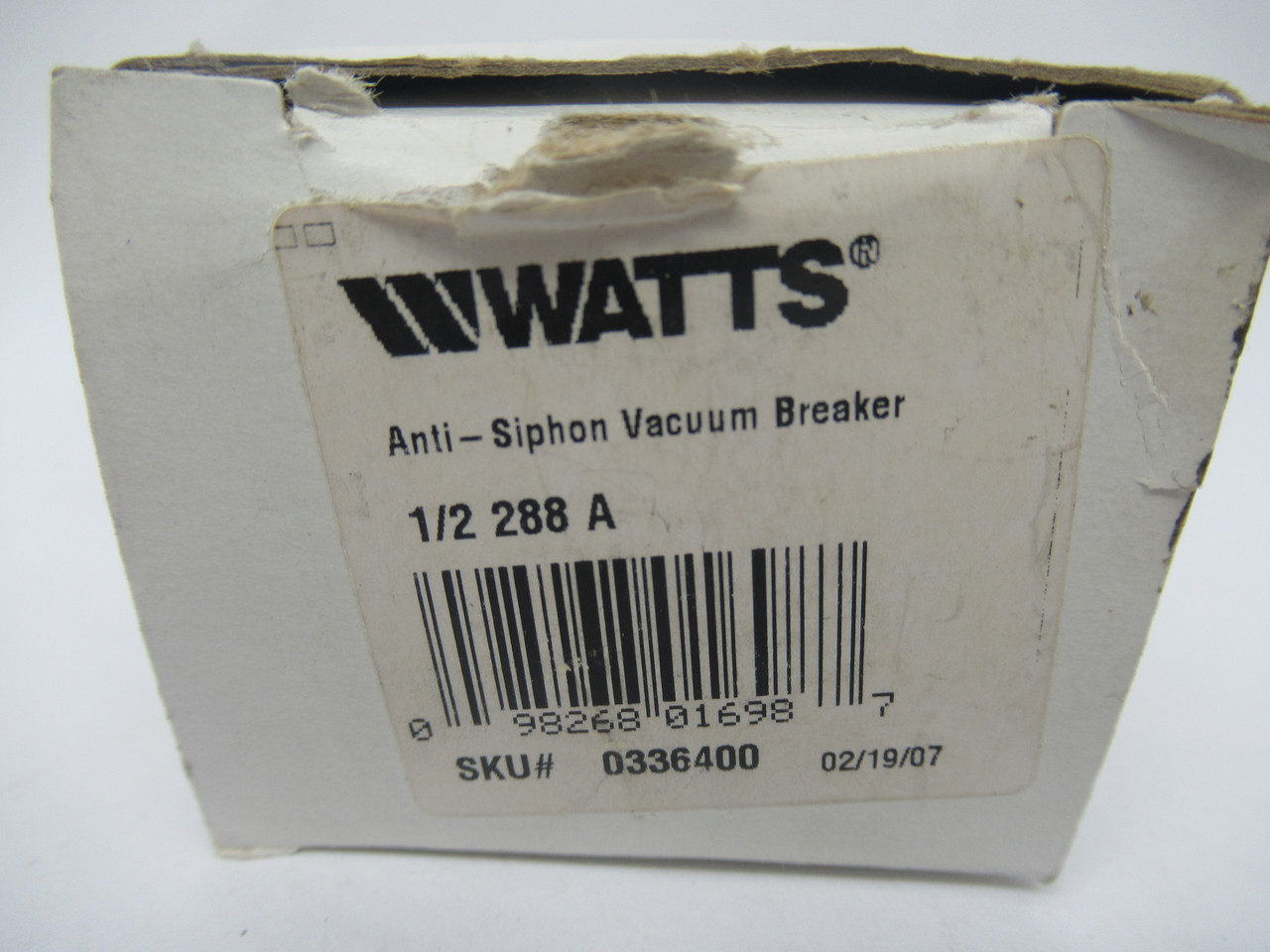 Watts 1/2-288A Hot or Cold Water Anti-Siphon Vacuum Breaker *Damaged Box* NEW