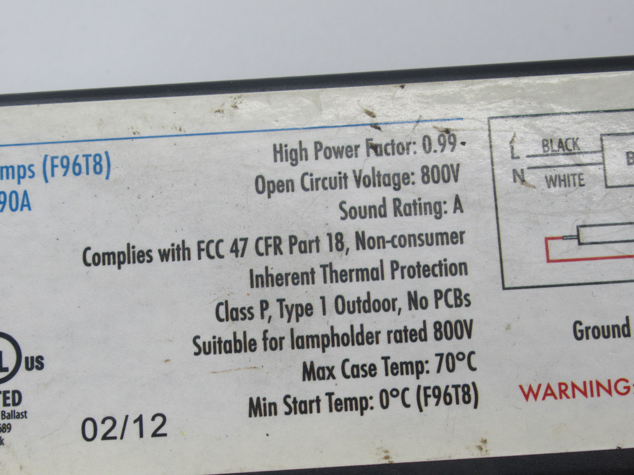 Symban SY-259-120-277-EL Instant Start Ballast 120-277V 50/60HZ USED