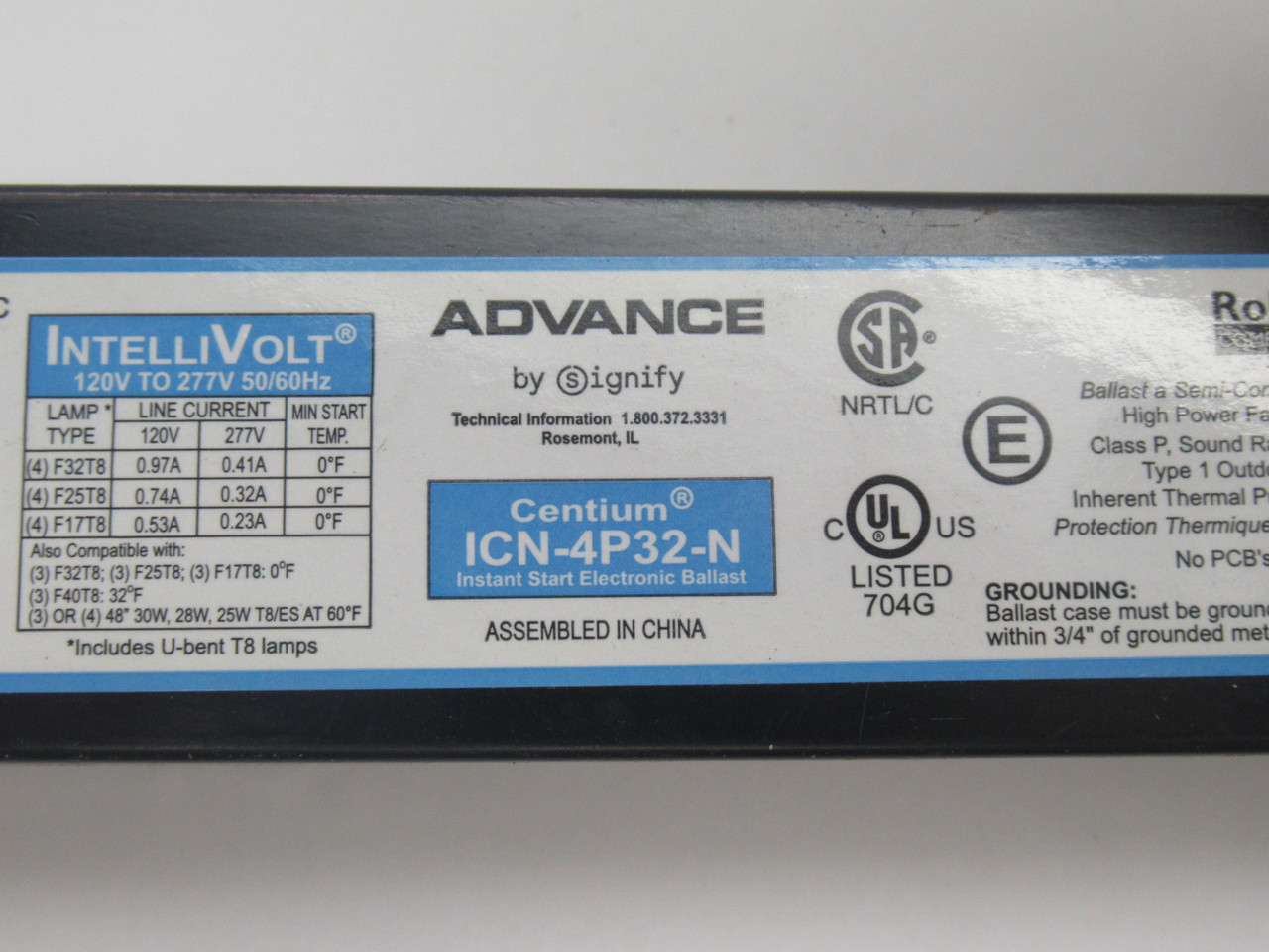 Philips Advance ICN-4P32-N Ballast 120-277V 50/60HZ USED