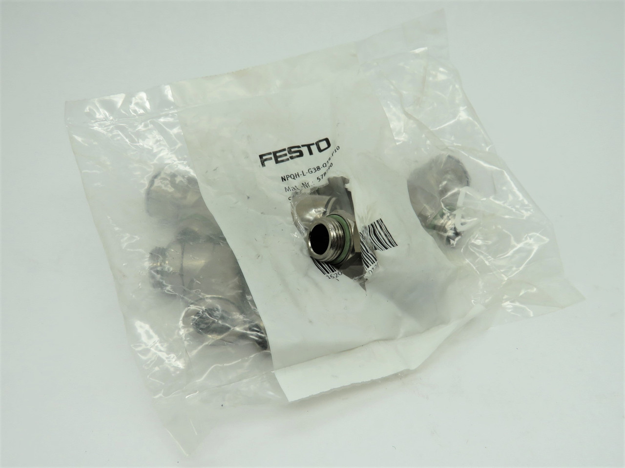 Festo 578290 NPQH-L-G38-Q14-P10 Brass Push-In L-Fitting G3/8 x 14mm Lot of 8 NWB