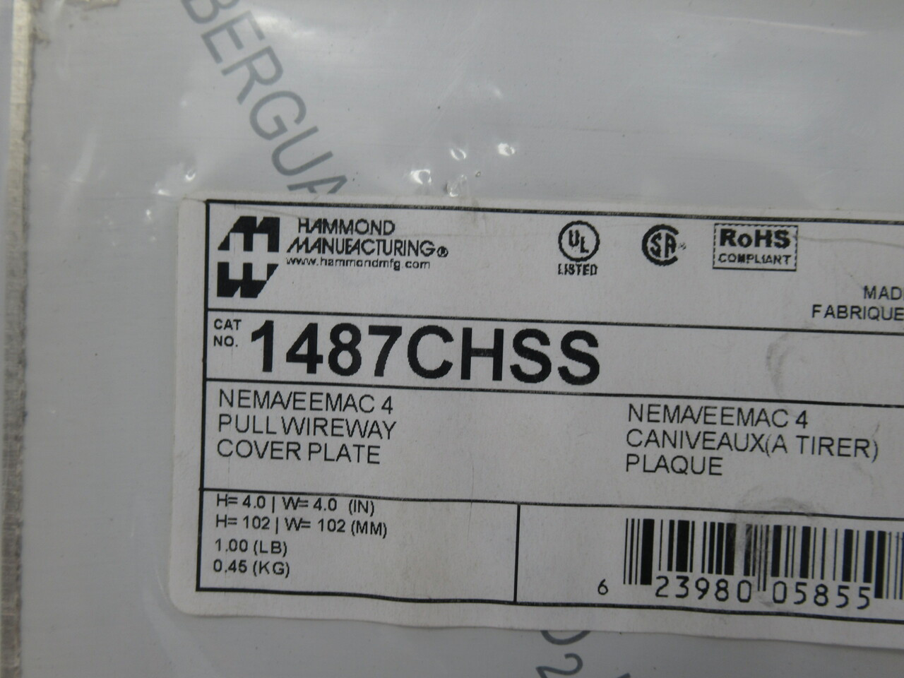 Hammond 1487CHSS Seal Kit for Pull Wireway 4x4" *Open Bag* NOP