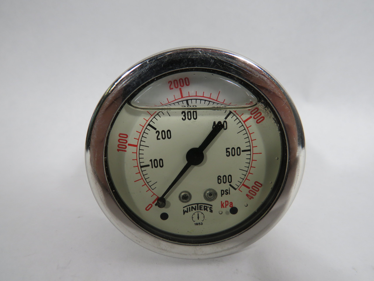 Winters PFQ178R1 Liquid Filled Pressure Gauge 0-4000kPa 0-600 psi 2.5" Dial USED