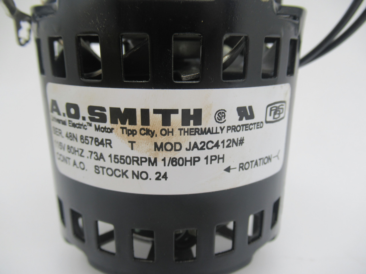 A.O.Smith 24 1/60HP 1550RPM 115V 3.3 Open 1PH .73A 60Hz Model JA2C412N# NEW