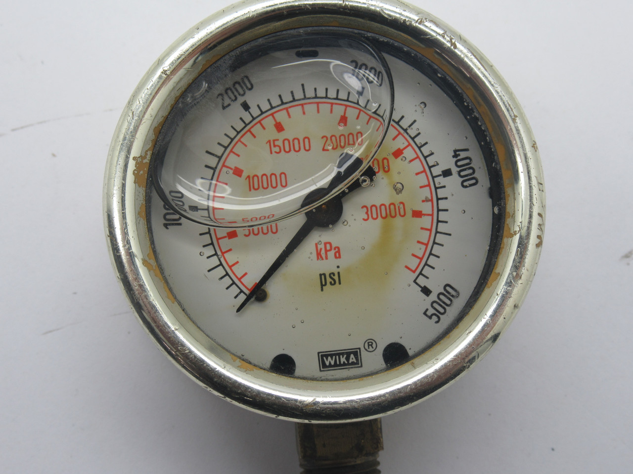 Wika 9692113 Liquid Filled Pressure Gauge 0-5000psi 2-1/2" Diam 1/4" NPT USED