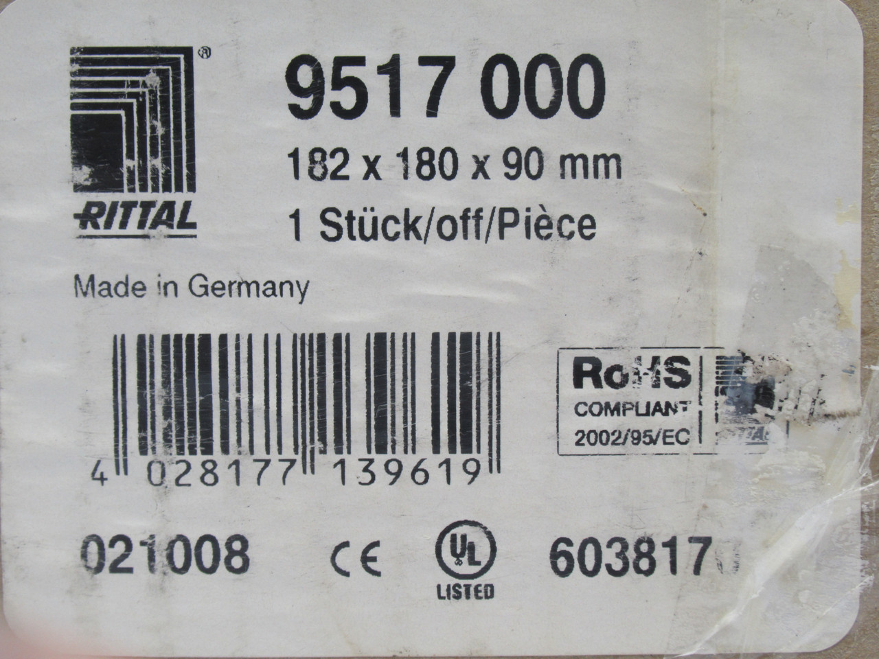 Rittal 9517000 Enclosure 182x180x90mm Polycarbonate GRAY *Missing Hardware* NEW