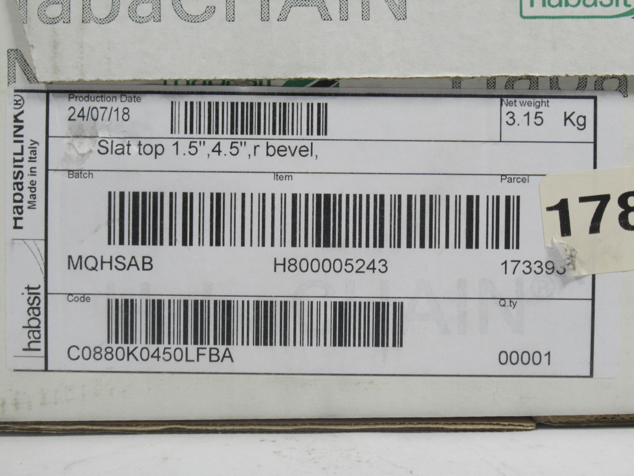 Habasit C0880K0450LFBA 880B Series Table Top Chain 10FT SEALED NEW