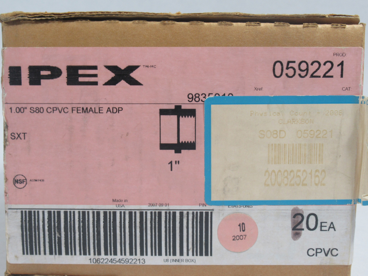 Ipex 059221 Sch80 Female Fitting CPVC 1" Lot of 8 NEW