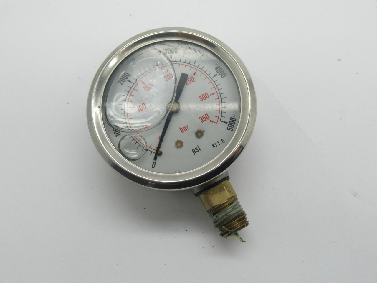 Generic Liquid Filled Pressure Gauge 0-5000 1-1/2" Dial 1/4"NPT Bottom Port USED