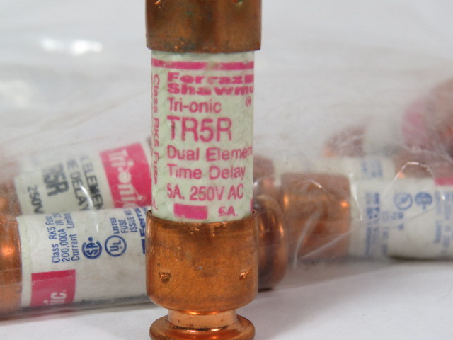 Ferraz Shawmut TR5R Dual Element Time Delay Fuse 5A 250V Lot of 10 USED