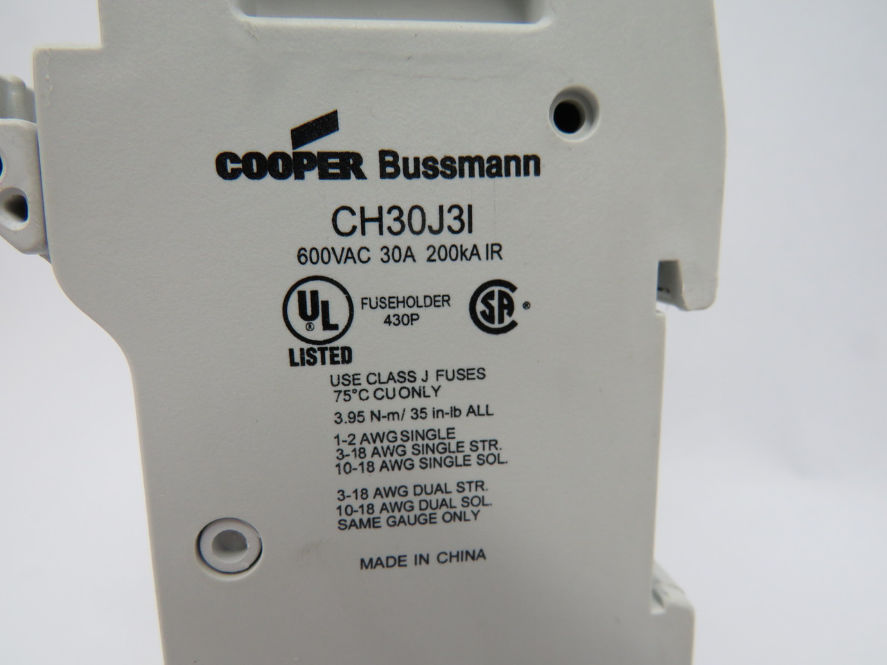 Bussmann CH30J3I Cooper Fuse Holder w/LED Indicator 30A 600VAC 3P USED