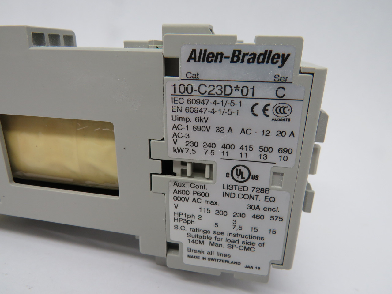 Allen-Bradley 100-C23DJ01 Series C Contactor 24VDC Coil USED