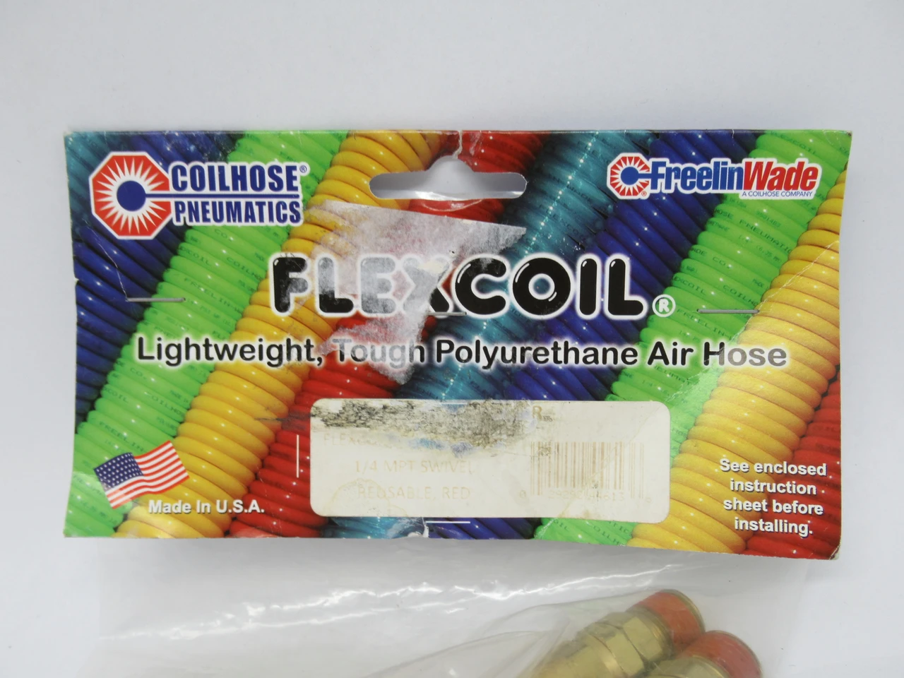 Freelin-Wade PU14-106-R FlexCoil Air Hose Assembly 1/4"ID 1/4"MPT 145PSI NWB