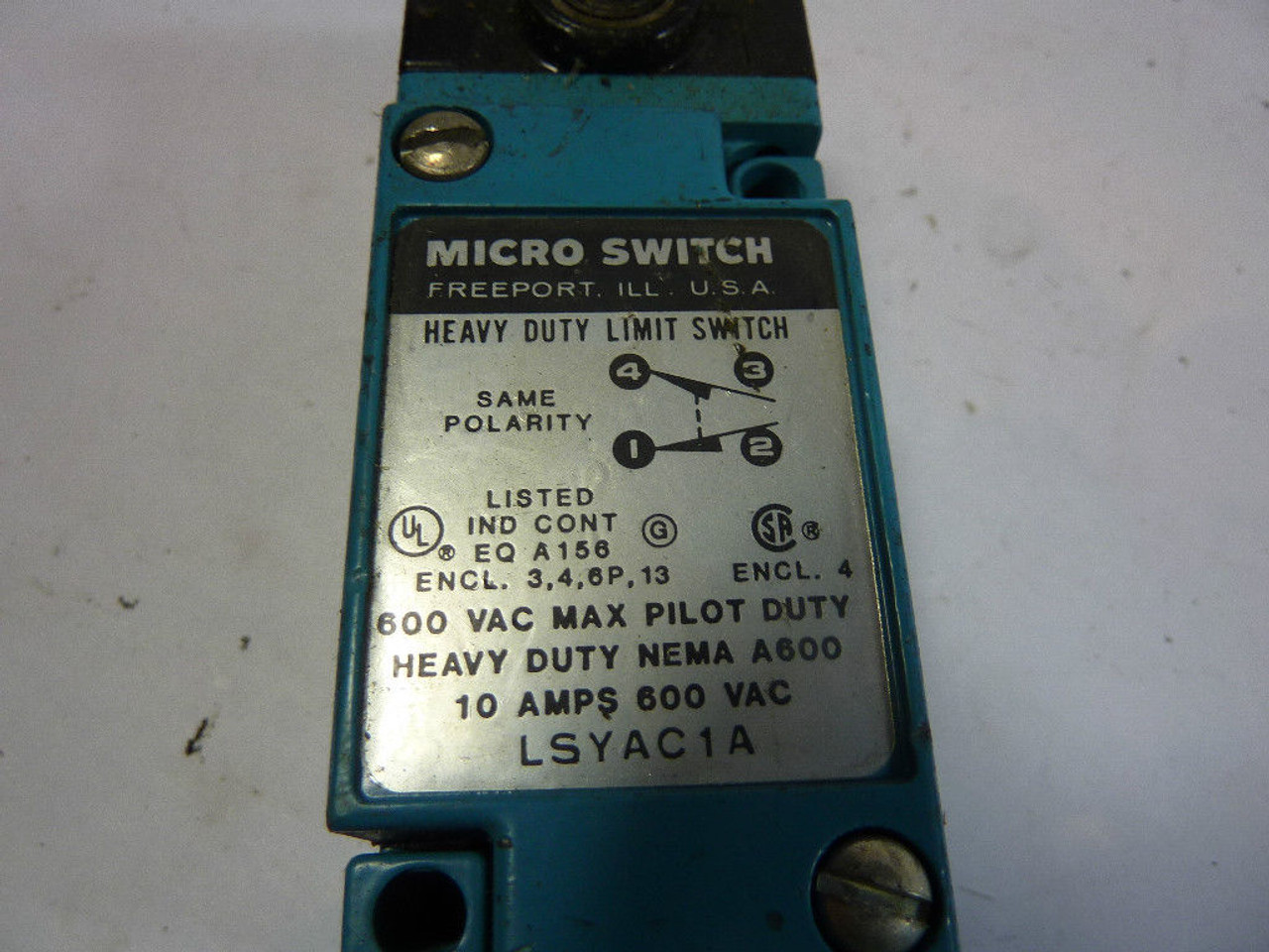 Micro Switch LSYAC1A Limit Switch 10 Amp 600V USED