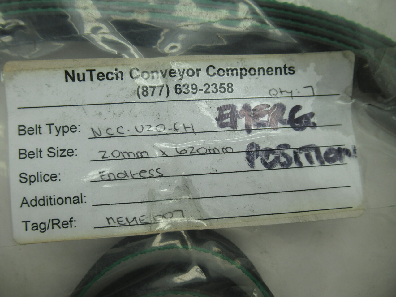 NuTech Conveyor NCC-UZO-FH Belt 20x620mm Endless MEME-007 Lot of 4 Opened NWB