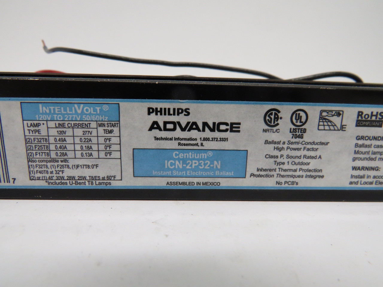 Philips Advance ICN-2P32-N 120-277V 50/60HZ Ballast SHELF WEAR NOP