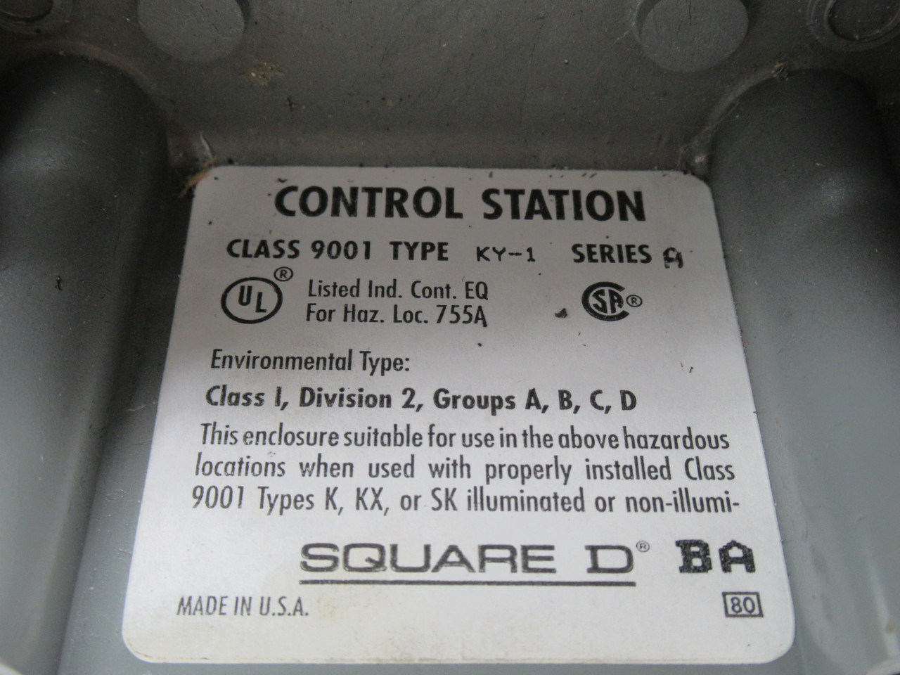 Square D 9001-KY-1 Push Button Enclosure 4"x2-1/2"x2-1/4" SHELF WEAR USED