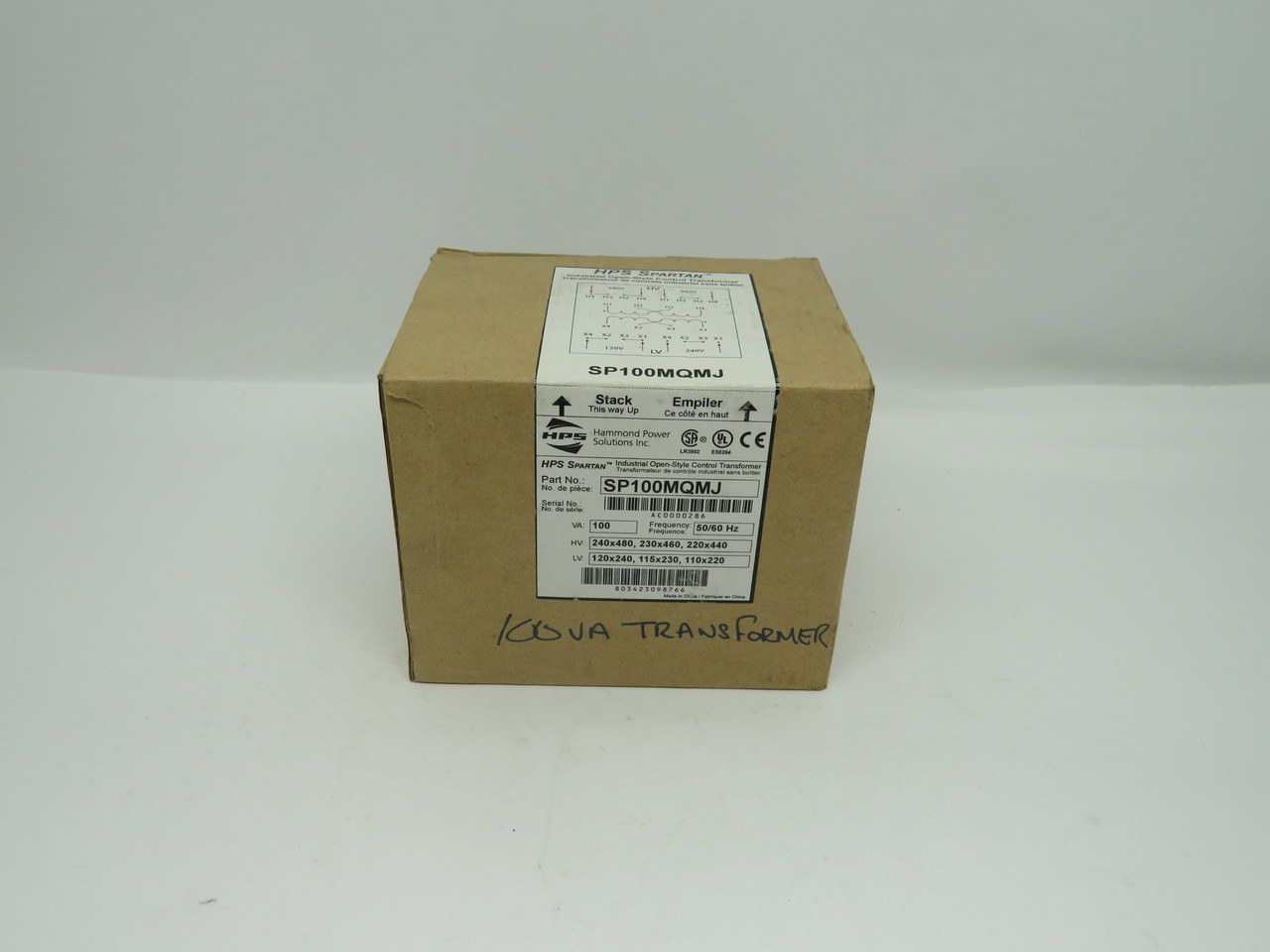 HPS Spartan SP100MQMJ Transformer 100VA Pri 240/480 Sec 120/240V 1Ph NEW