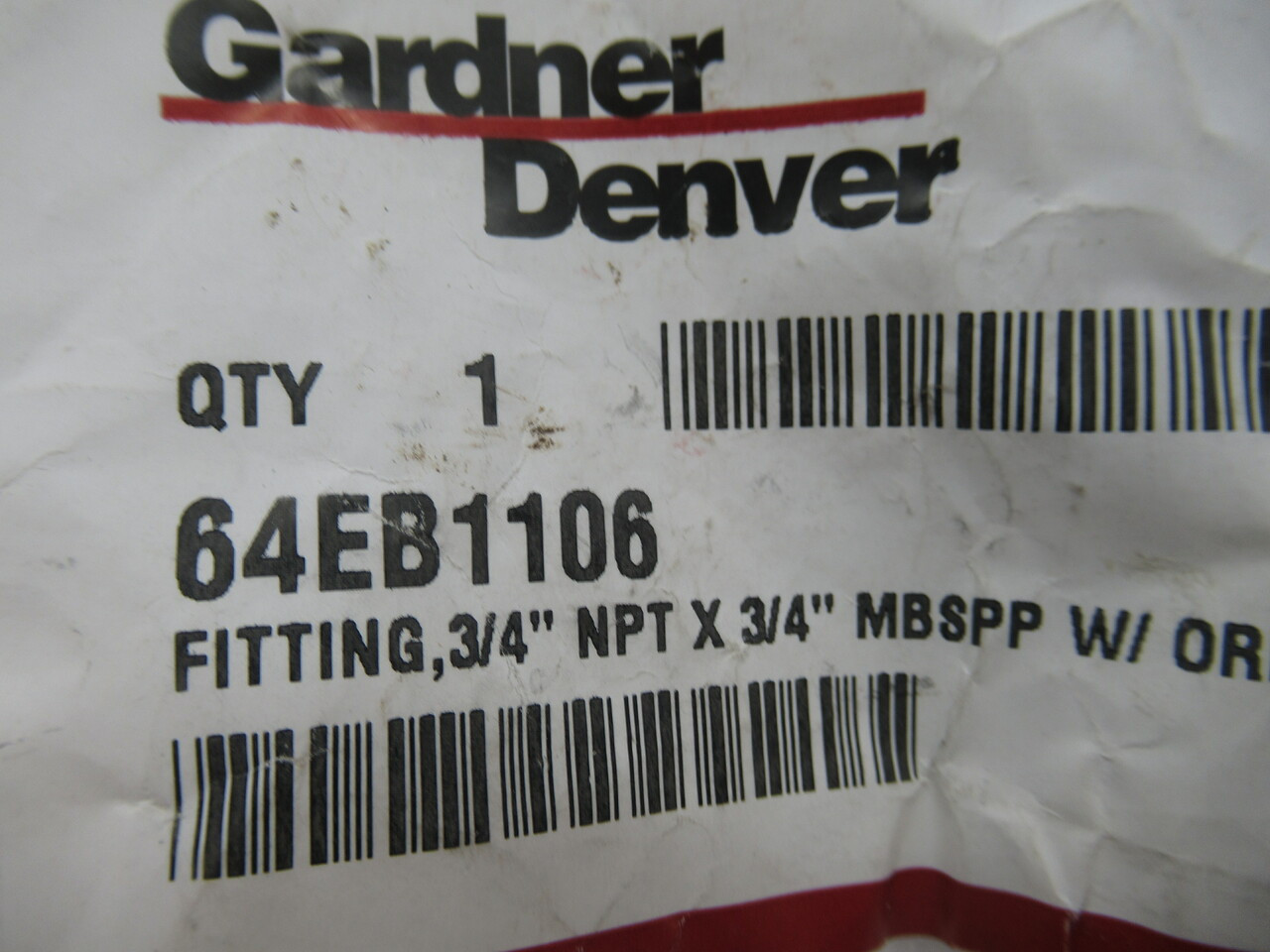 Gardner Denver 64EB1106 Fitting 3/4" NPT x 3/4" MBSPP W/ O-Ring NEW