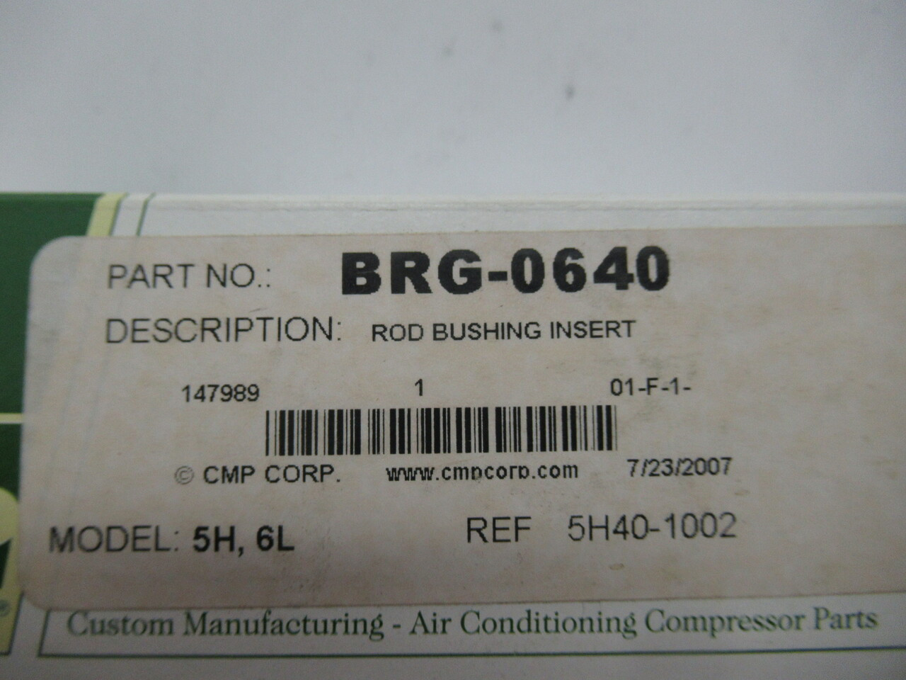 CMP Corporation BRG-0640 Rod Bushing Insert Model 5H,6L NEW