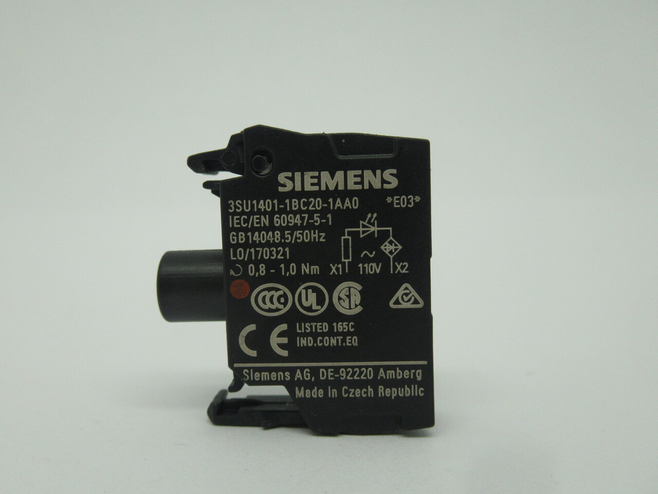 Siemens 3SU1401-1BC20-1AA0 Light Module 110V 50Hz RED USED