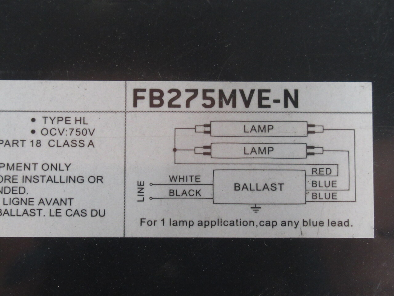 Fusion FB275MVE-N Electronic Ballast 120-277V 50/60Hz 75W NWB