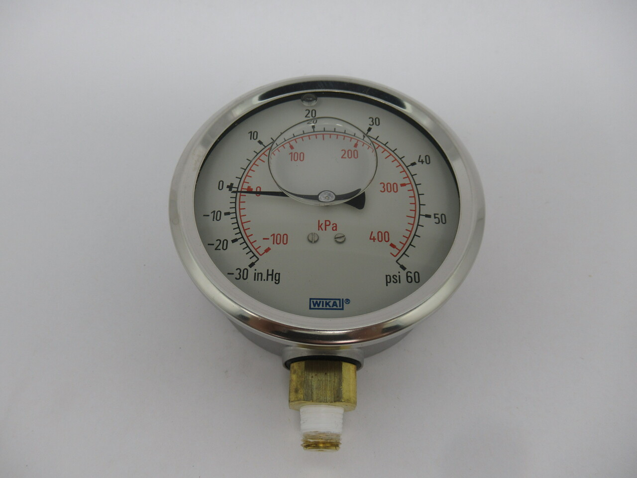 Wika 213.53 Liquid Filled Pressure Gauge -30in.Hg-60psi 1/4 NPT 4" Diameter NEW