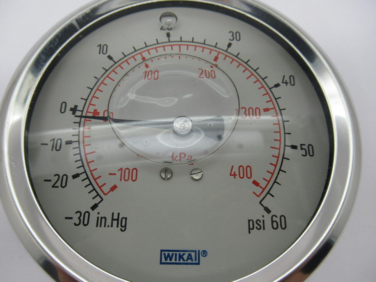 Wika 213.53 Liquid Filled Pressure Gauge -30in.Hg-60psi 1/4 NPT 4" Diameter NEW