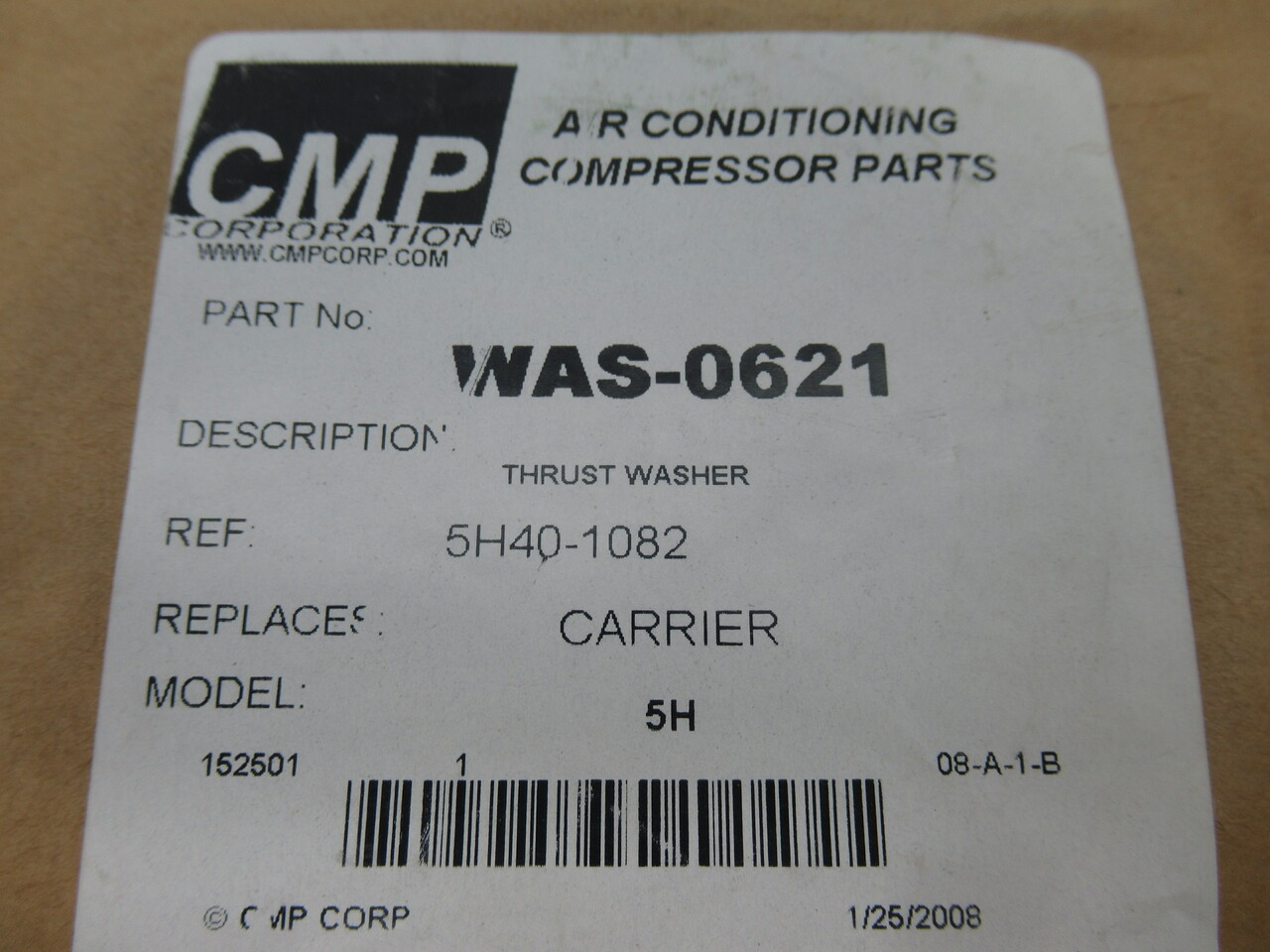 CMP Corporation WAS-0621 Thrust Washer Ref 5H40-1082 Model 5H NEW