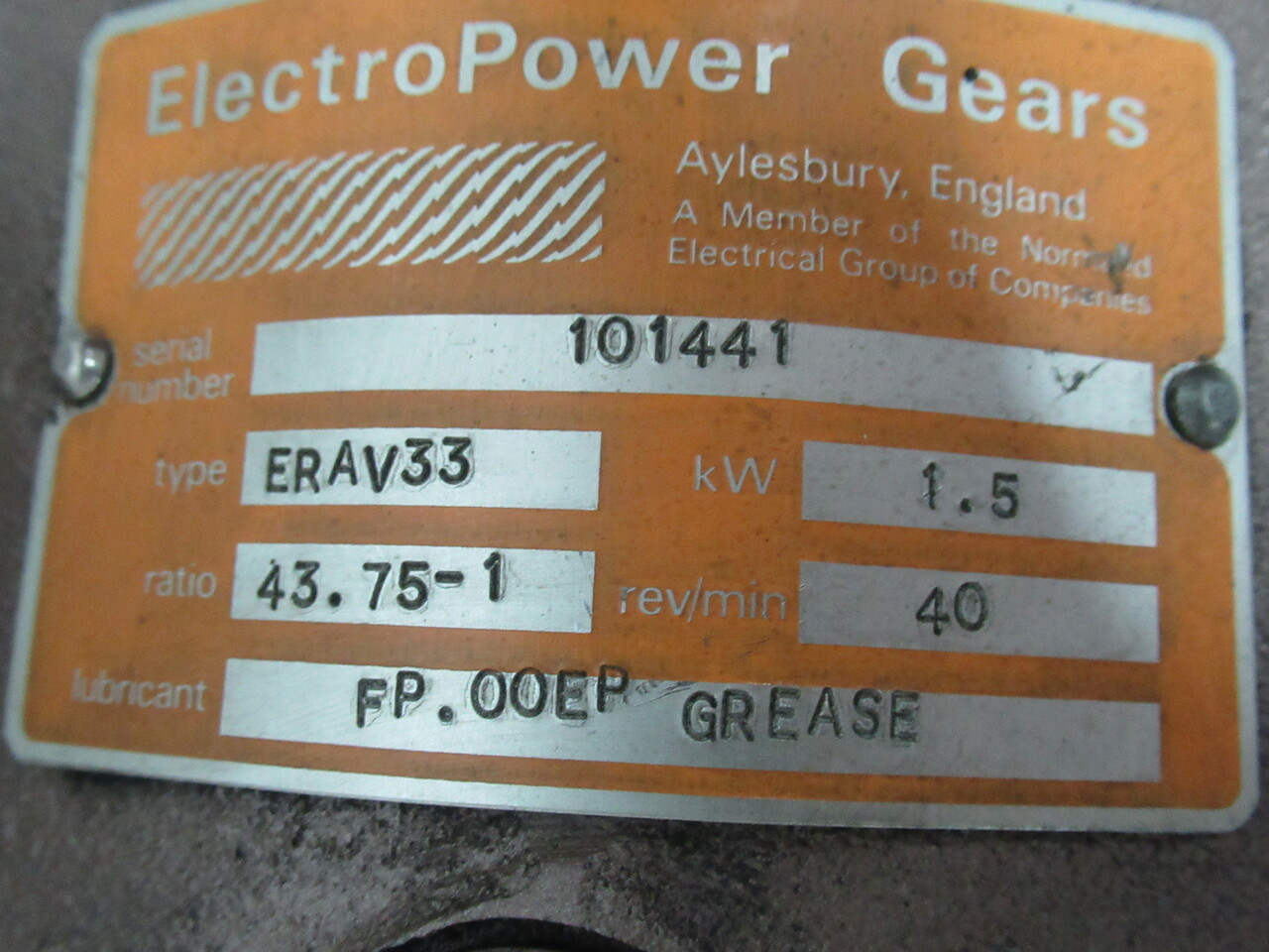 Lafert 2HP 1680RPM 208/230V TEFC 3Ph 7A 60Hz c/w Gear Reducer & Brake USED