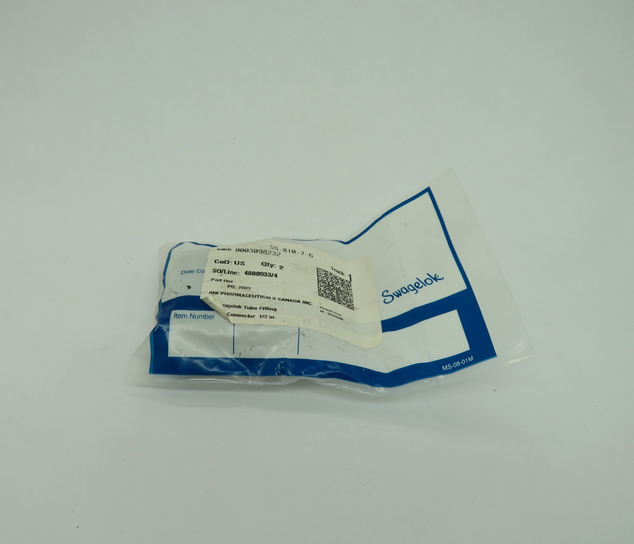 Swagelok SS-810-7-6 Tube Fitting & Adapter Female-Straight 1/2" 3/8" 2-Pack NWB