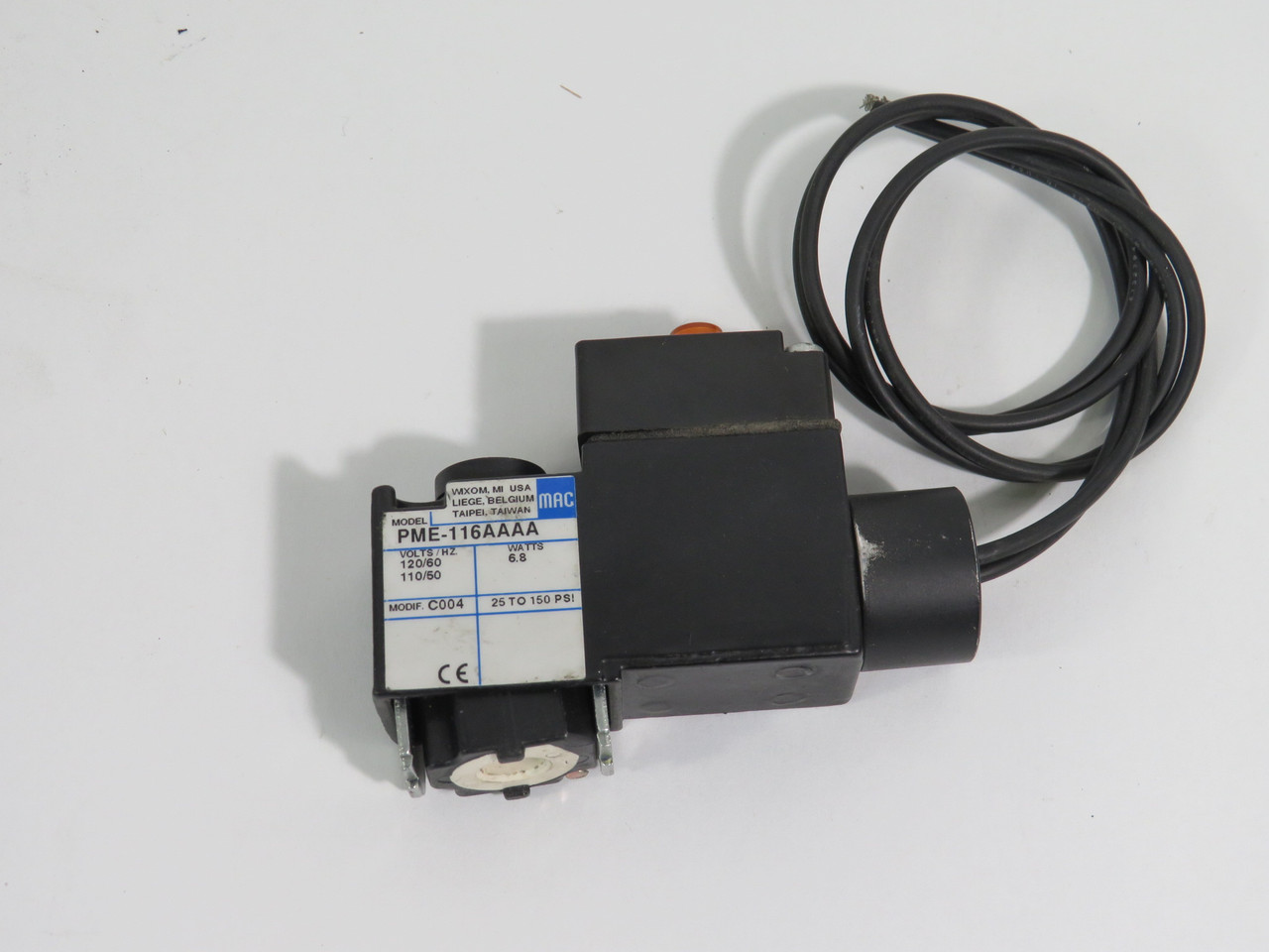 Mac PME-116AAAA Solenoid Valve 110/120V 50/60HZ 6.8 Watts MISSING HARDWARE USED