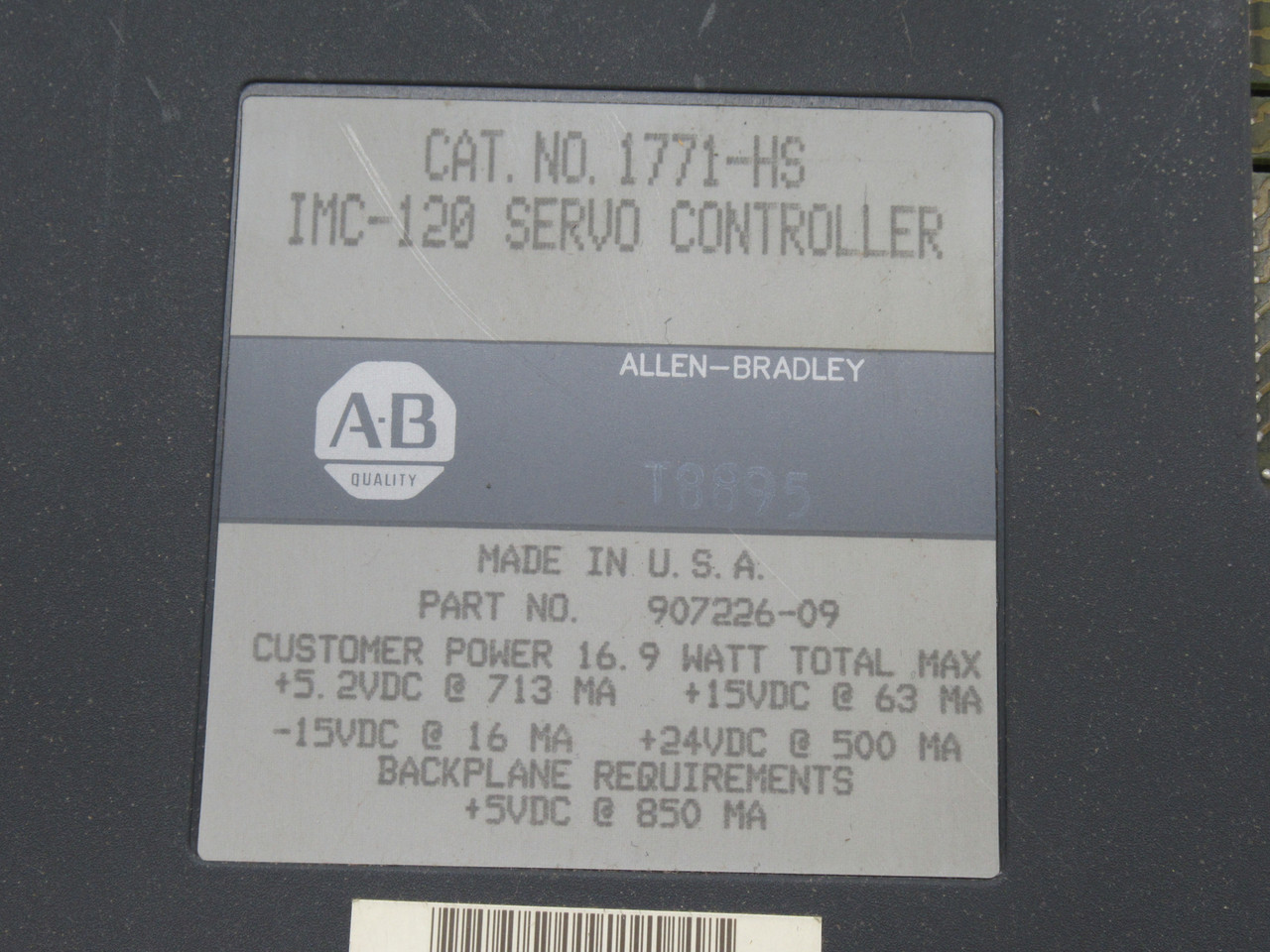 Allen-Bradley 1771-HS IMC-120 Servo Controller Ser A FW Rev 2.0 USED