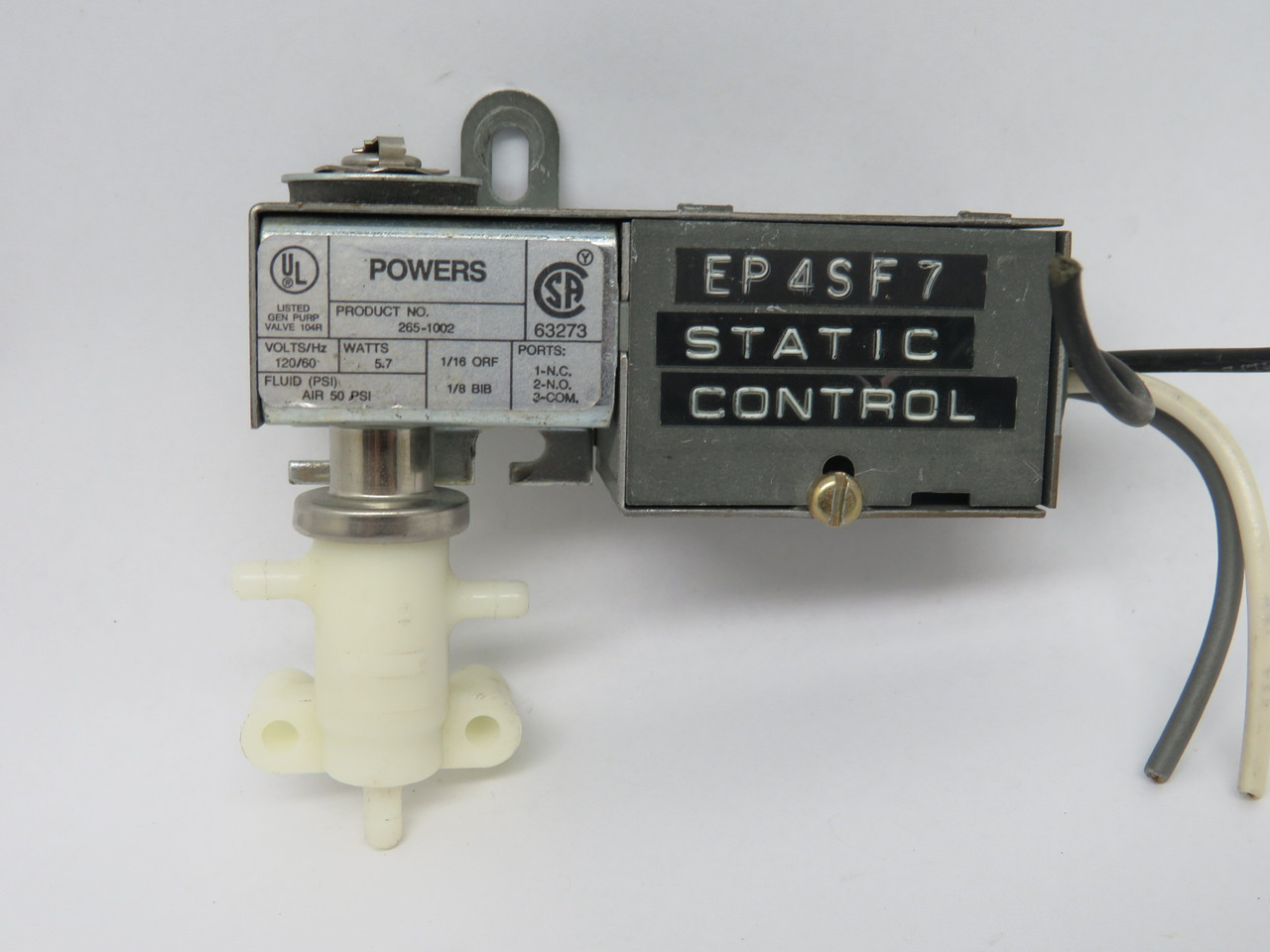 Powers 265-1002 Electric Valve Pneumatic 120V 60Hz 5.7W 50 psi USED