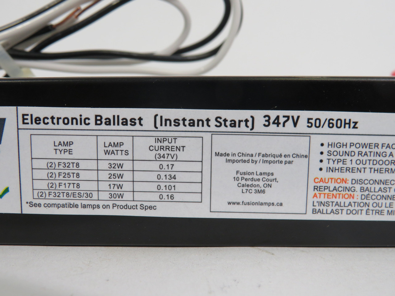 Fusion FB232347E-N Electronic Instant Start Ballast 347V 50/60HZ 32W USED